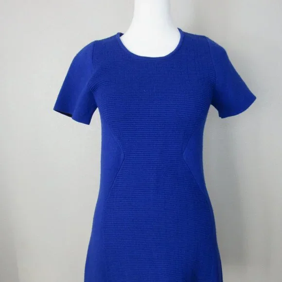 M. Patmos Cobalt Blue Knit Wool Stretch Pullover Dress - Picture 11 of 14